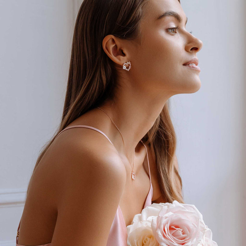 Heart Earrings Rose Gold