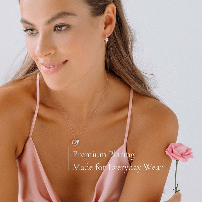 Letter Necklace, Sparkle Earrings and Bracelet Bundle