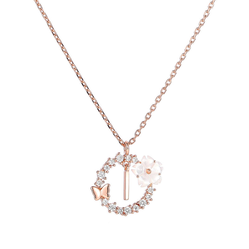 Letter Necklace, Flower Earrings and Bracelet Bundle