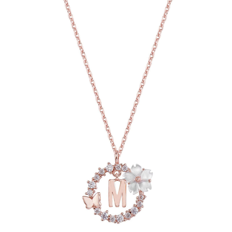 Letter Necklace, Flower Earrings and Bracelet Bundle