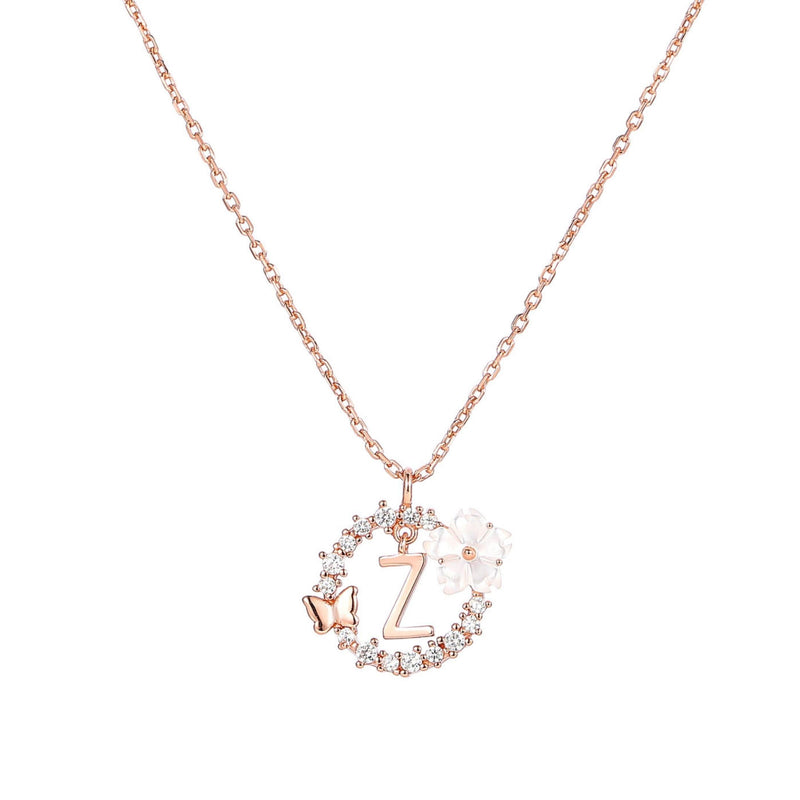 Letter Necklace, Flower Earrings and Bracelet Bundle