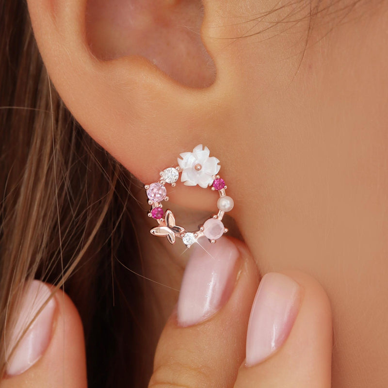 Spring Flower Earrings Rose Gold