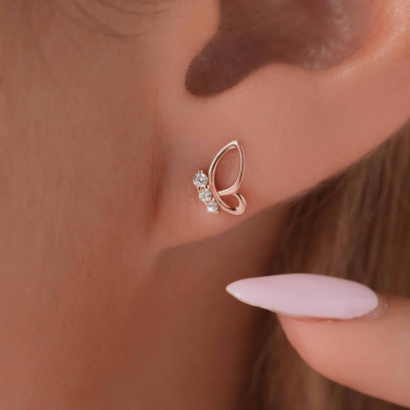 Mini Butterfly Earrings Rose Gold
