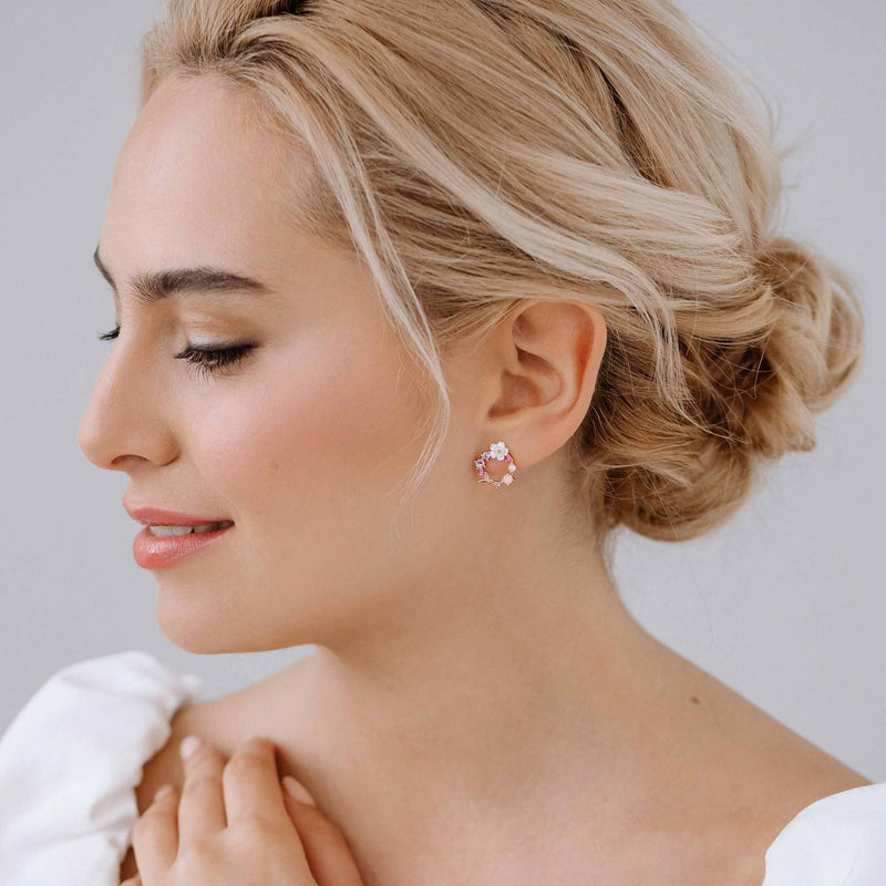 Spring Flower Earrings Rose Gold