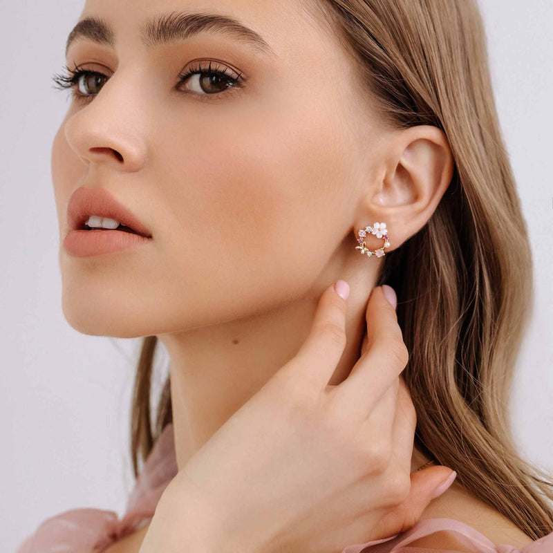 Spring Flower Earrings Rose Gold