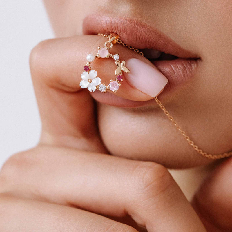 Spring Flower Necklace Rose Gold