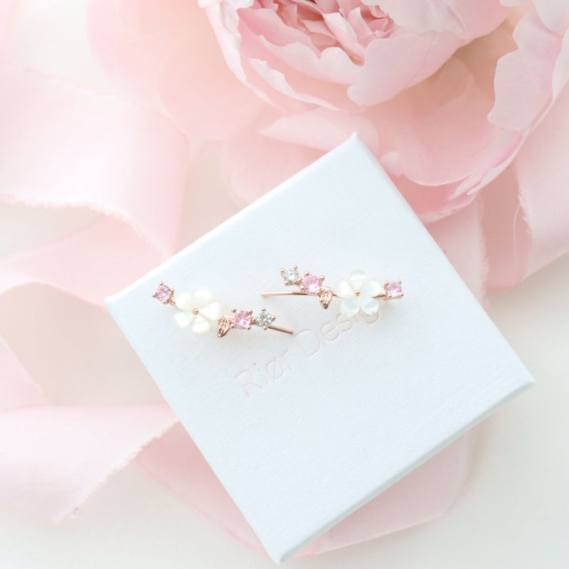 Bloom Climber Earrings Rose Gold