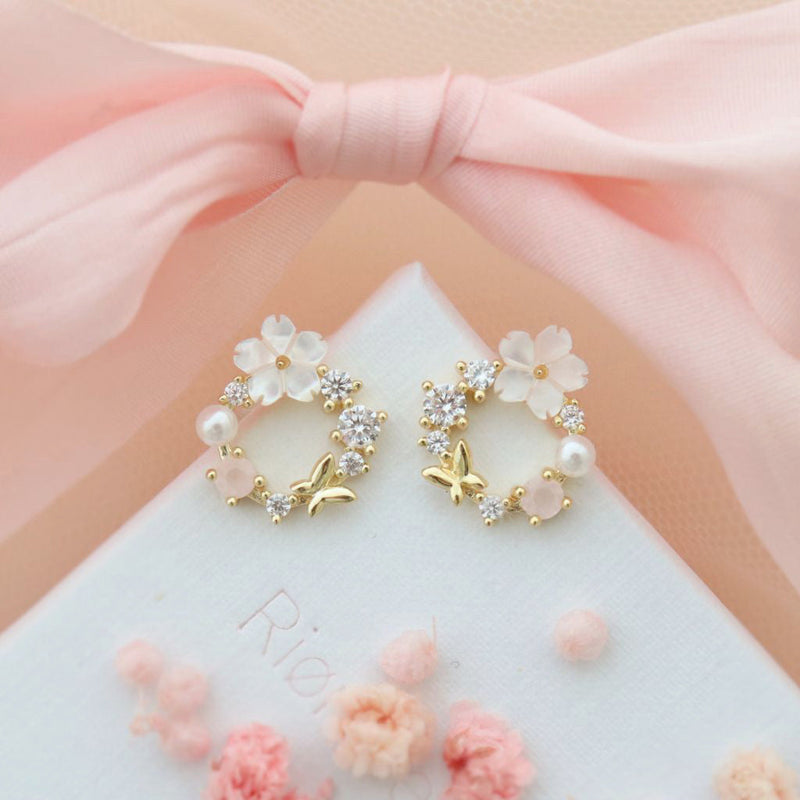 Gold Spring Flower Earrings
