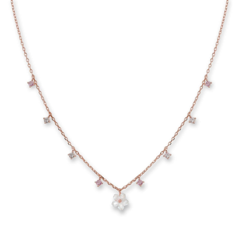 Lia Flower Necklace Rose Gold