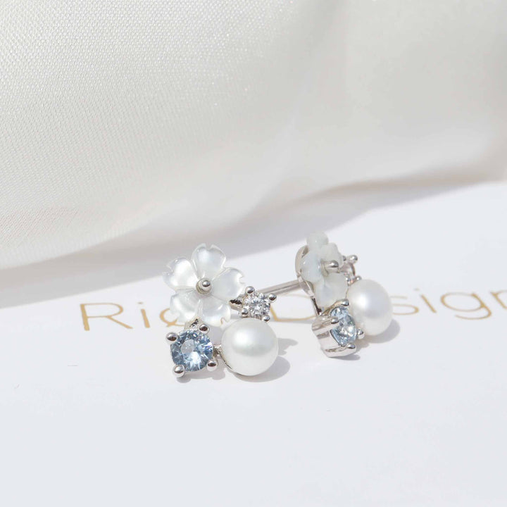 Silver Blue Blossom Earrings