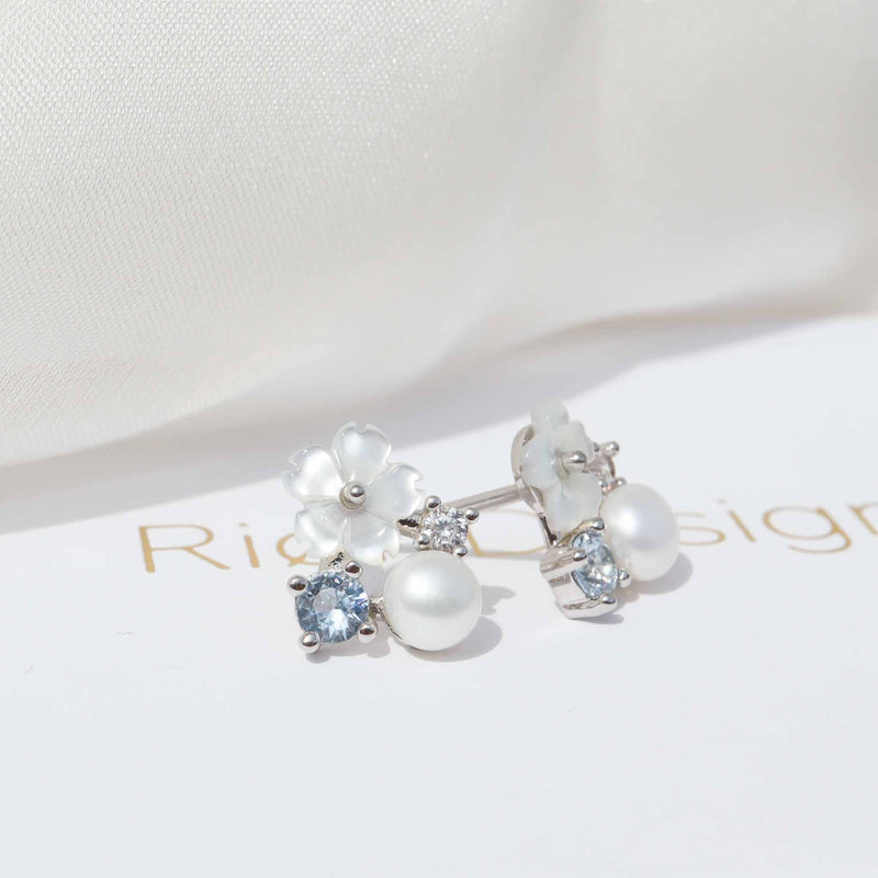 Silver Blue Blossom Earrings