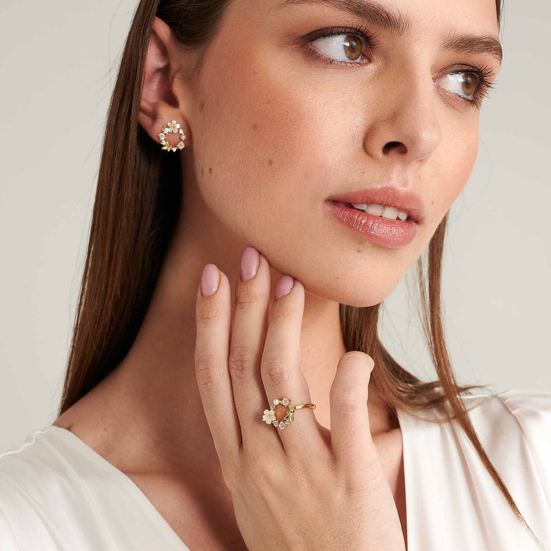 Gold Spring Flower Earrings