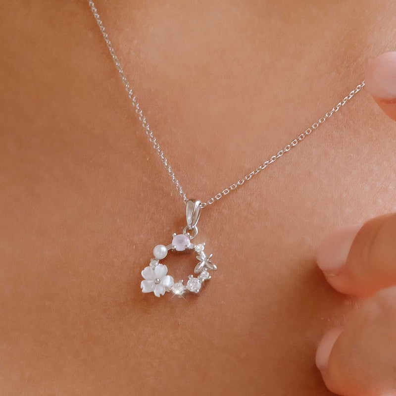 Spring Flower Necklace - Silver