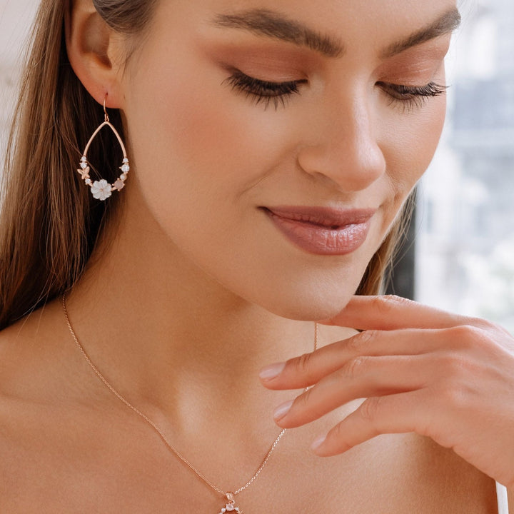 Dahlia earrings Rose Gold