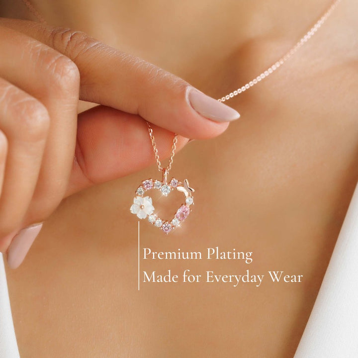 Heart Necklace, Sparkle Earrings Bundle