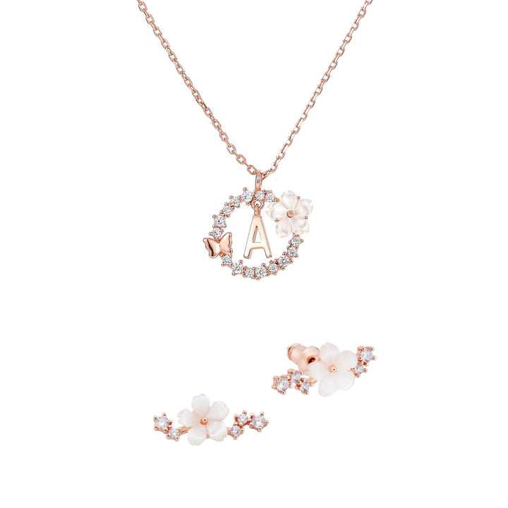 Letter Necklace, Sparkle Earrings Bundle