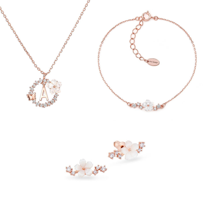 Letter Necklace, Sparkle Earrings and Bracelet Bundle