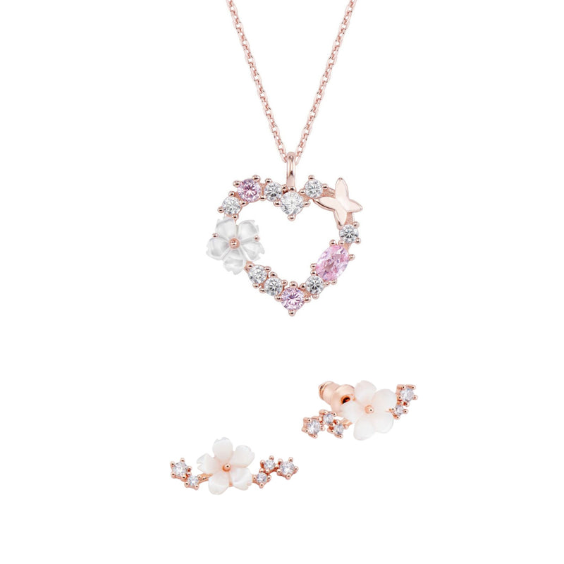 Heart Necklace, Sparkle Earrings Bundle