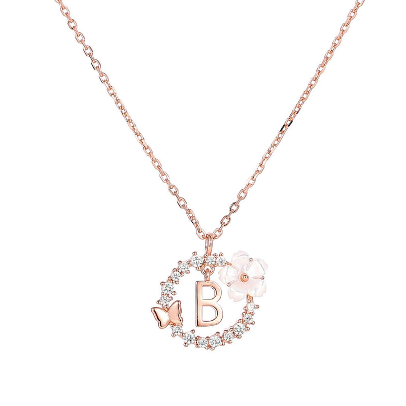 Letter Necklace, Flower Earrings and Bracelet Bundle