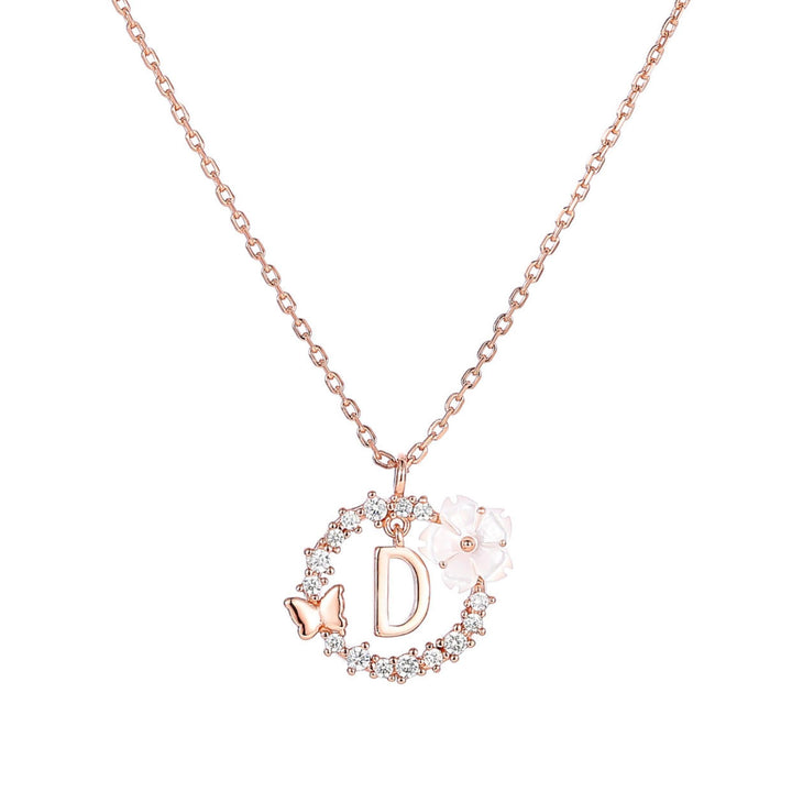 Letter Necklace, Flower Earrings and Bracelet Bundle