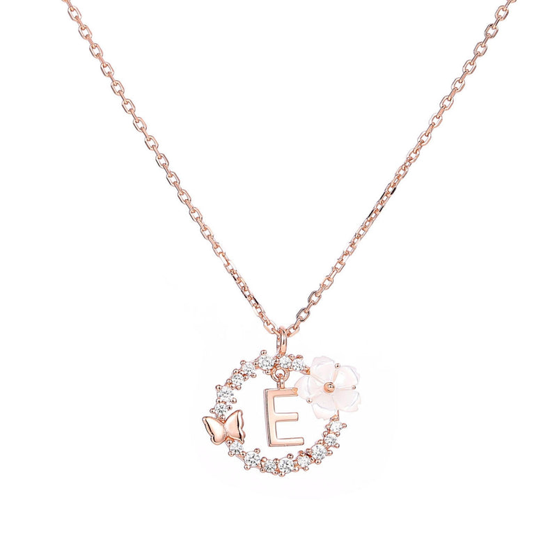 Letter Necklace, Flower Earrings and Bracelet Bundle