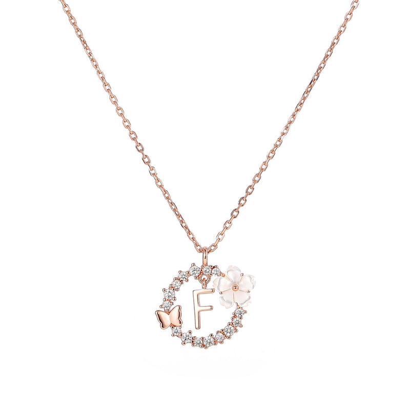 Letter Necklace, Flower Earrings and Bracelet Bundle