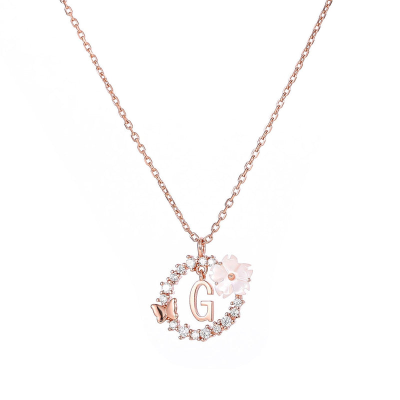 Letter Necklace, Flower Earrings and Bracelet Bundle
