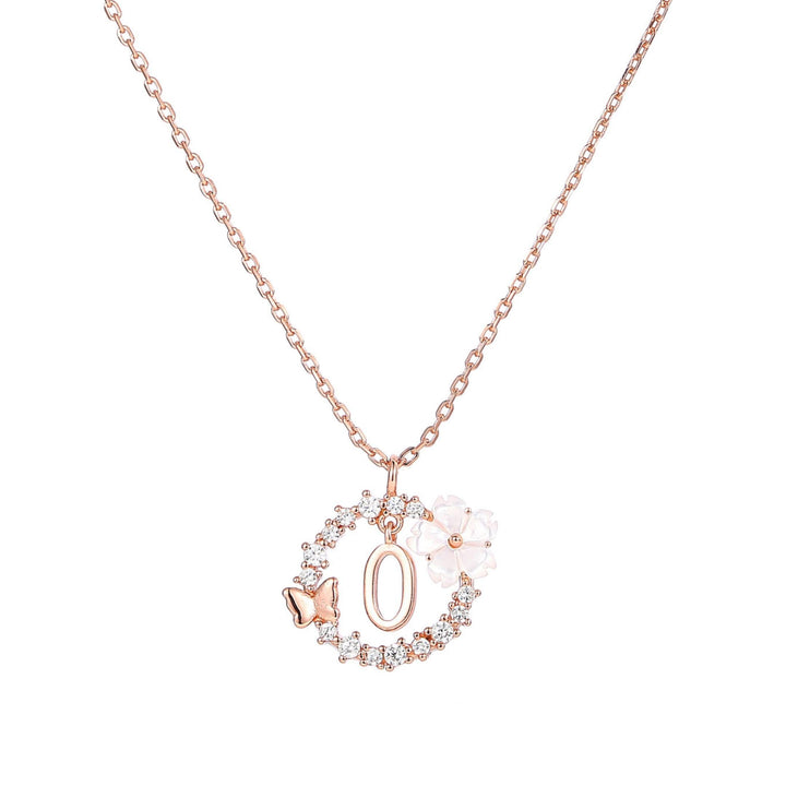 Letter Necklace, Flower Earrings and Bracelet Bundle