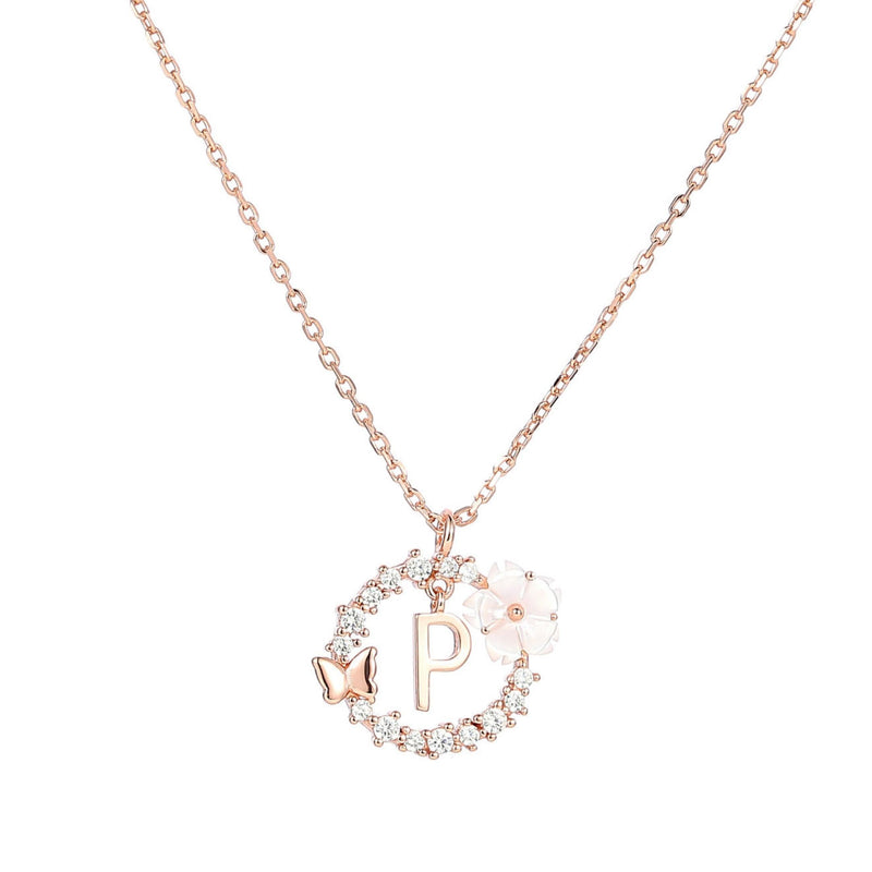 Letter Necklace, Flower Earrings and Bracelet Bundle