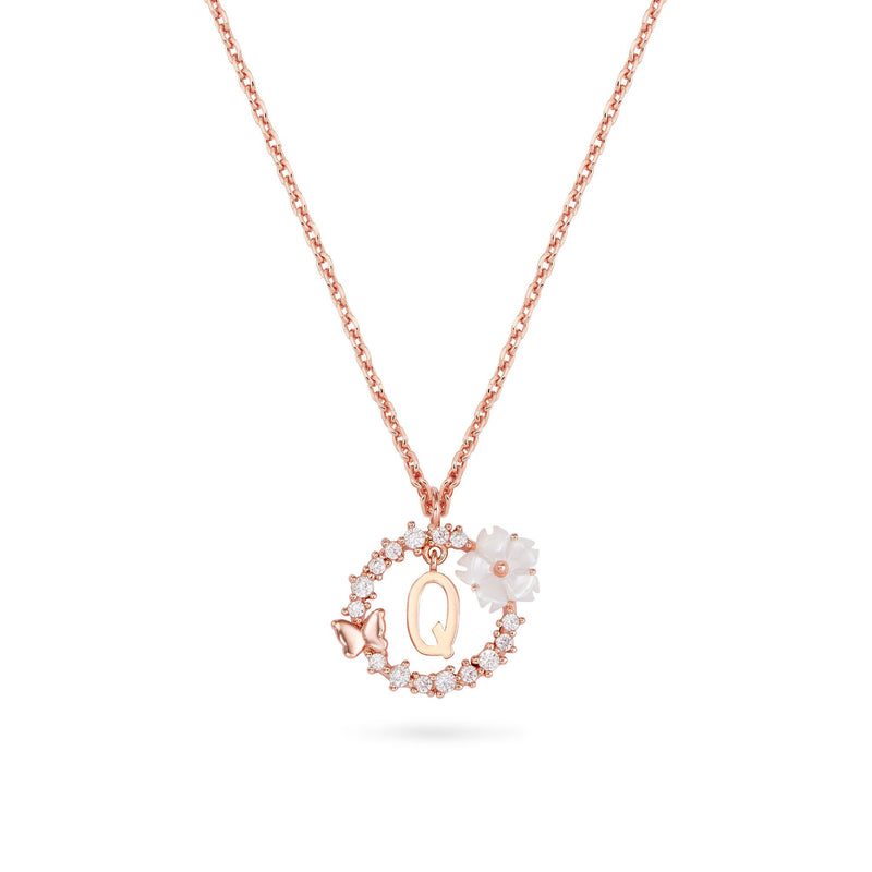 Letter Necklace, Flower Earrings and Bracelet Bundle