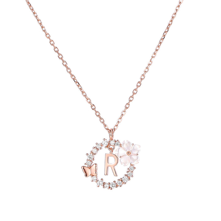Letter Necklace, Flower Earrings and Bracelet Bundle
