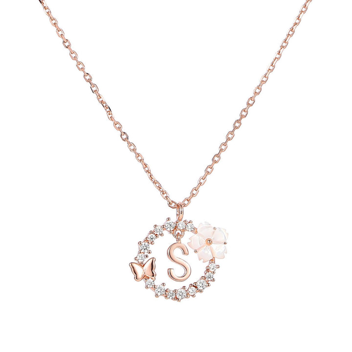 Letter Necklace, Flower Earrings and Bracelet Bundle