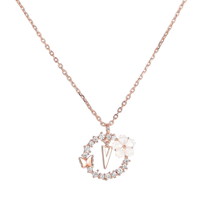 Letter Necklace, Flower Earrings and Bracelet Bundle