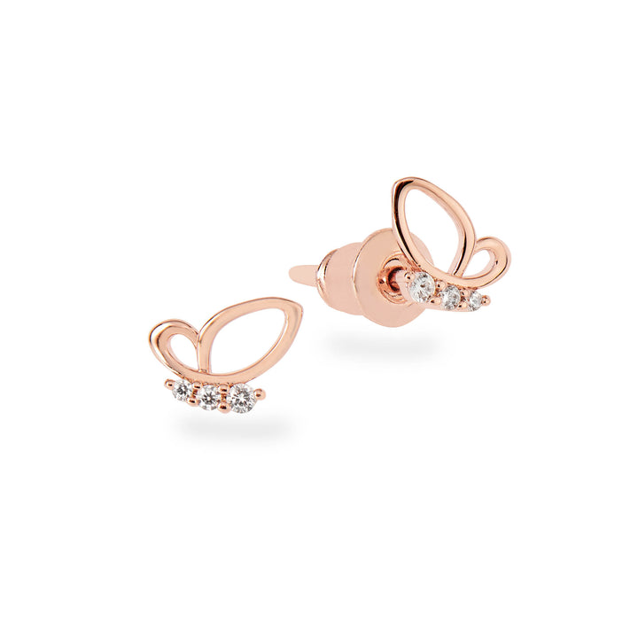 Mini Butterfly Earrings Rose Gold