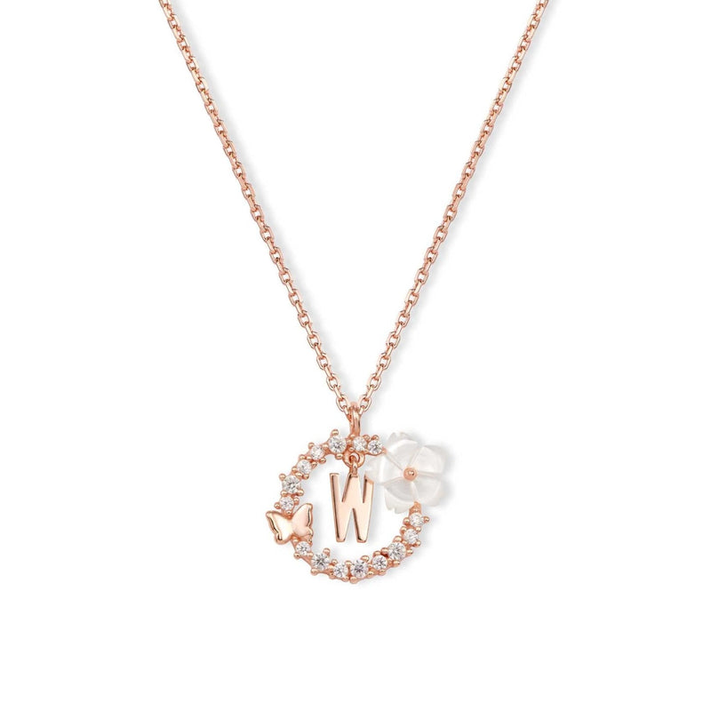 Letter Necklace, Flower Earrings and Bracelet Bundle