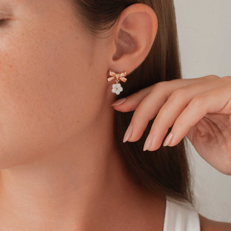 Ribbon Earrings Rose Gold