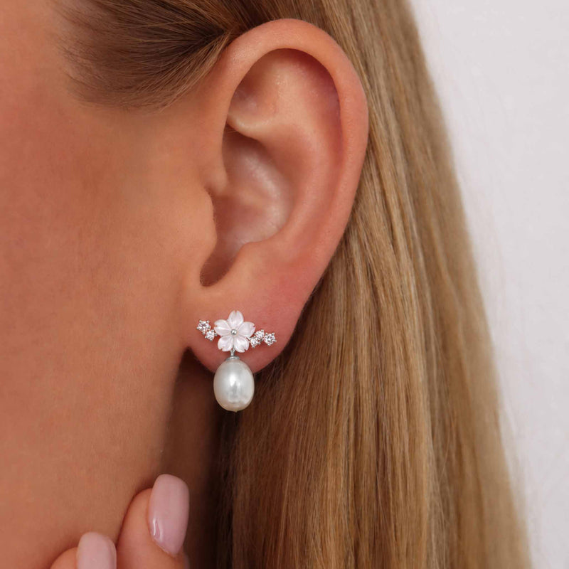 Sparkle Pearl Earrings - Silver