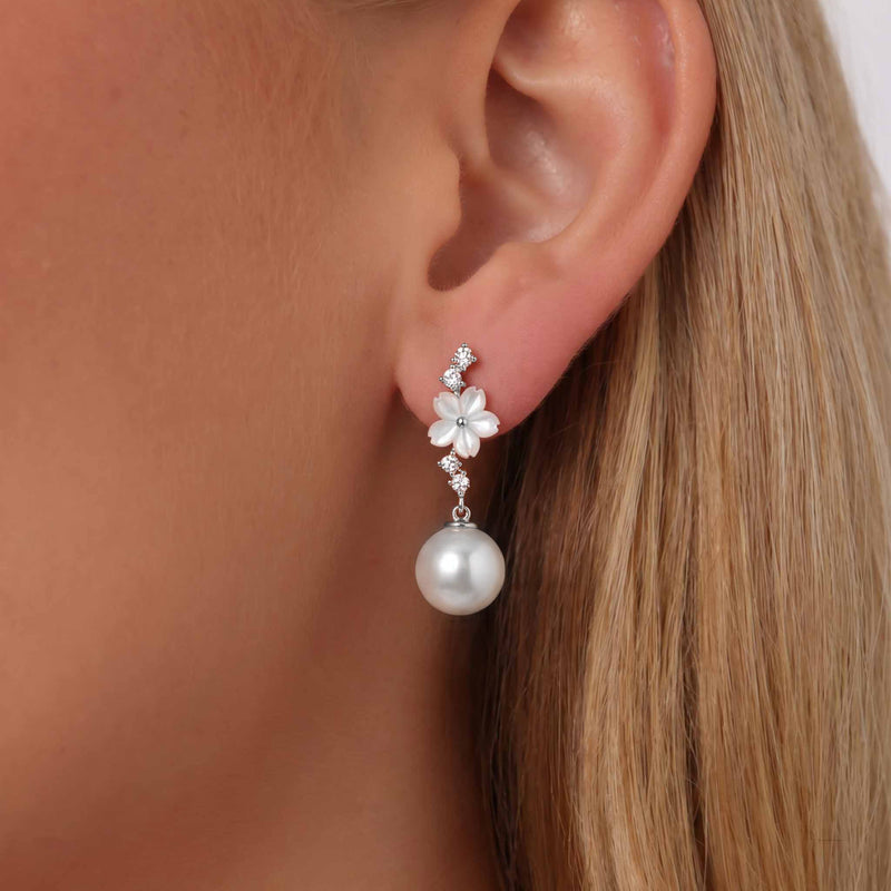 Cascade Pearl Earrings Silver