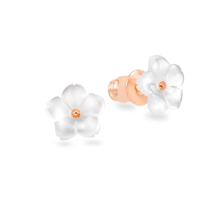 Mother of Pearl Flower Earrings Rose Gold