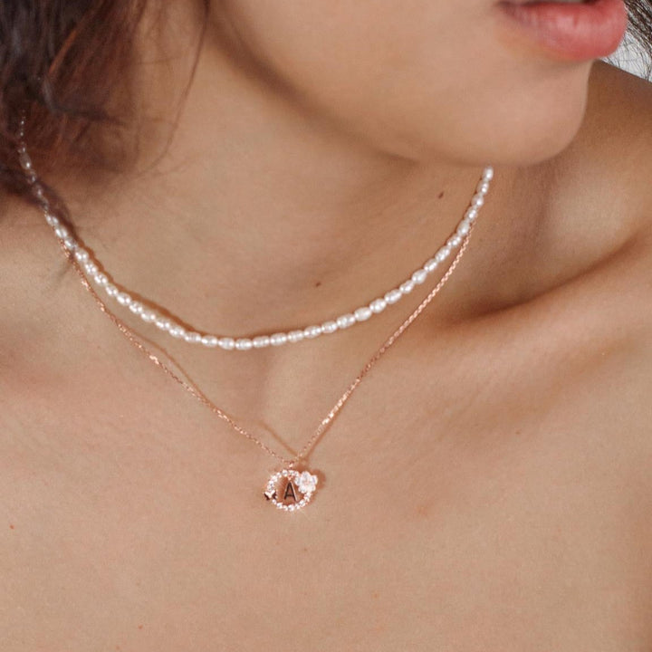 Mini Pearl Necklace Rose Gold