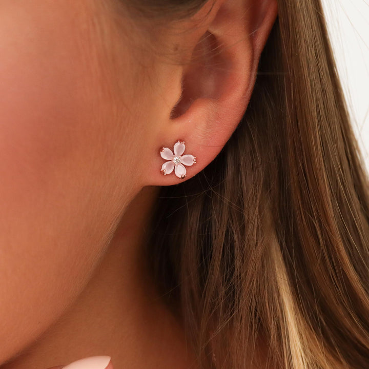 Peach Blossom Earrings Rose Gold