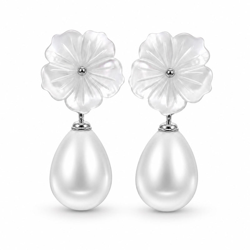 Pearl Drop Earrings Silver