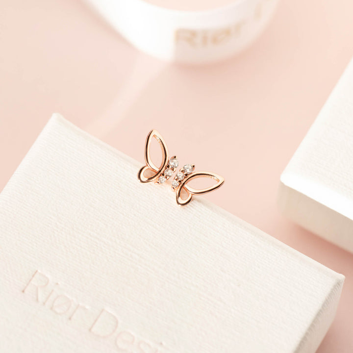 Mini Butterfly Earrings Rose Gold