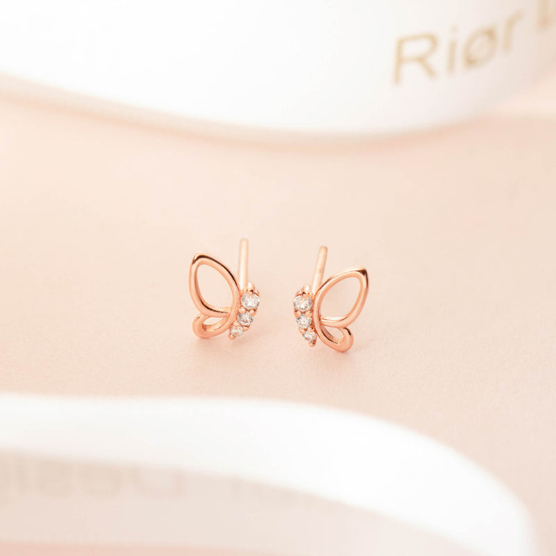 Mini Butterfly Earrings Rose Gold