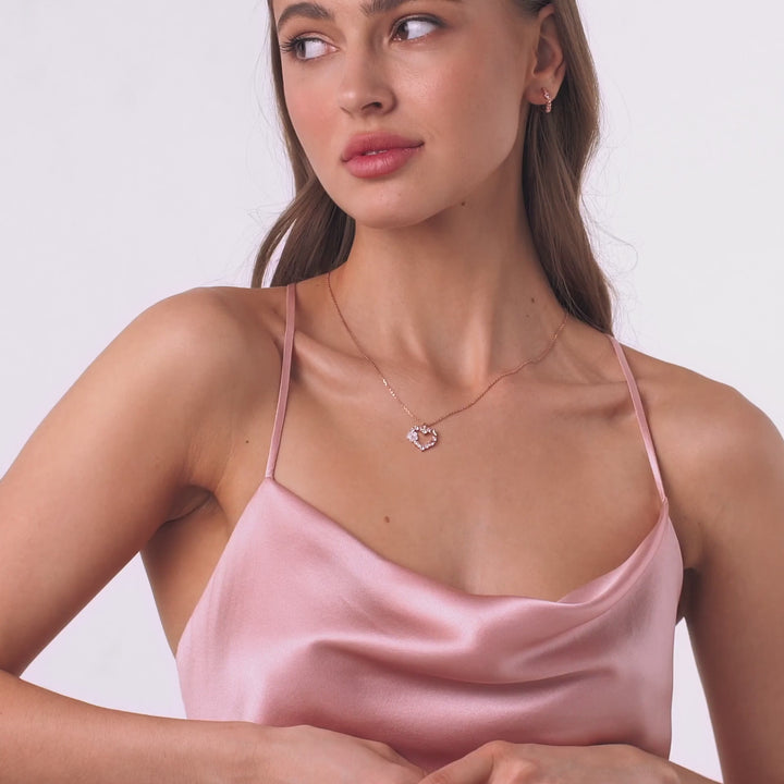Heart Necklace, Sparkle Earrings Bundle