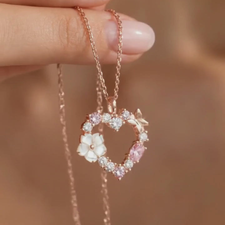 Floral Bloom Heart Necklace