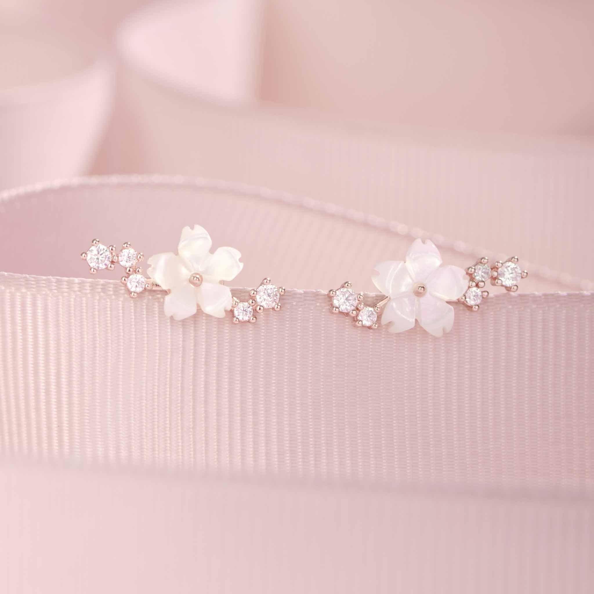Orecchini A Fiore Di Ciliegio Senza Piercing – Clip Morbide Rosa Con Perla – Finti Orecchini A Bottone Per Donna – Gioielli Eleganti